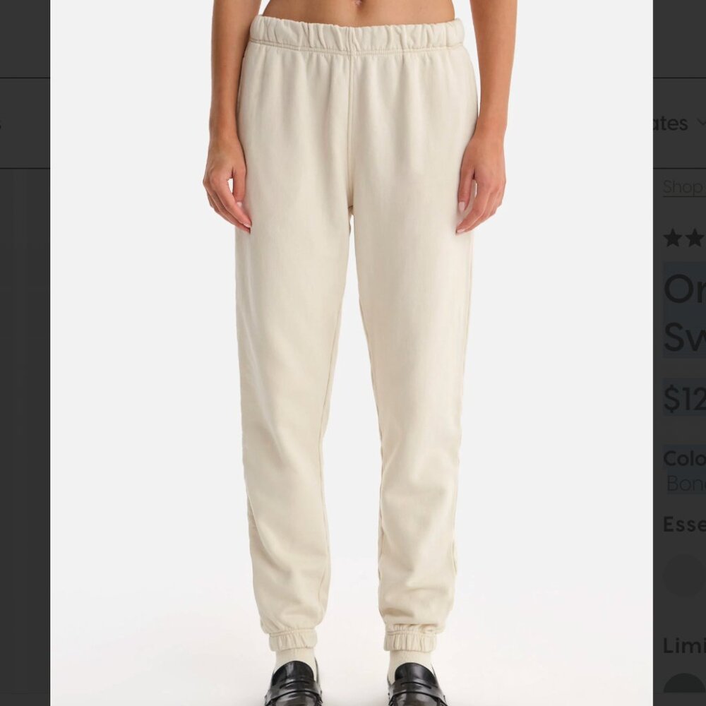 Organic Fleece Relaxed Pocket Sweatpant, Bone, Small Mate the Label